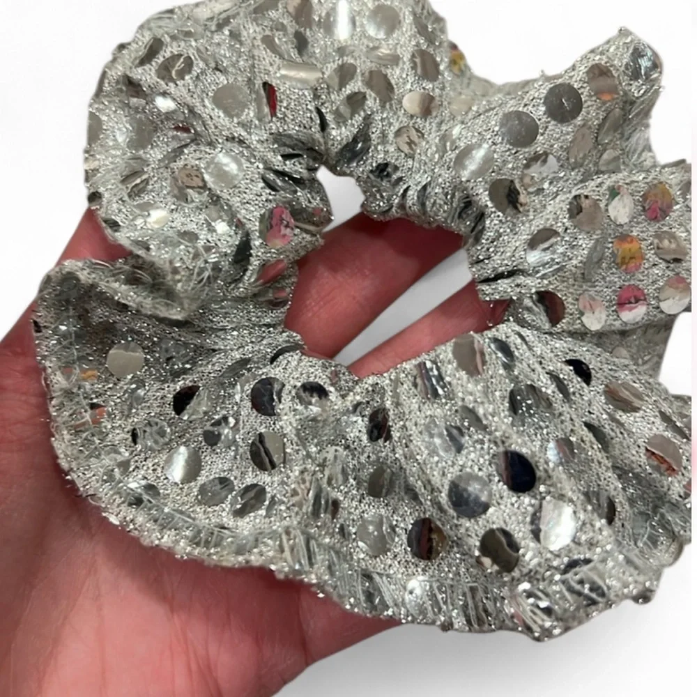 Silver Sequin Scrunchie Y2K